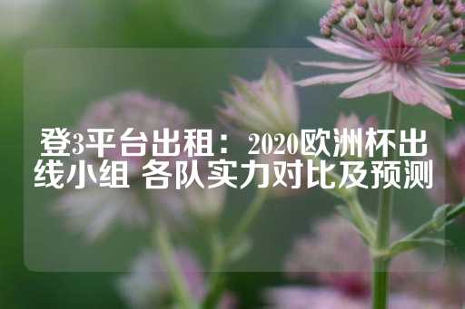 登3平台出租：2020欧洲杯出线小组 各队实力对比及预测