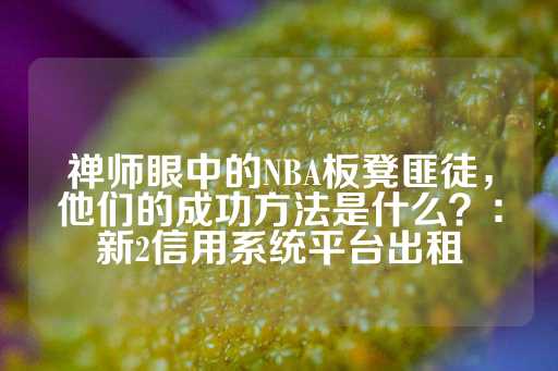 禅师眼中的NBA板凳匪徒，他们的成功方法是什么？：新2信用系统平台出租-第1张图片-皇冠信用盘出租