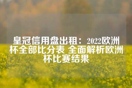 皇冠信用盘出租：2022欧洲杯全部比分表 全面解析欧洲杯比赛结果