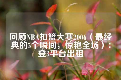 回顾NBA扣篮大赛2006（最经典的5个瞬间，惊艳全场）：登3平台出租-第1张图片-皇冠信用盘出租