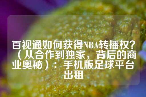 百视通如何获得NBA转播权？（从合作到独家，背后的商业奥秘）：手机版足球平台出租-第1张图片-皇冠信用盘出租