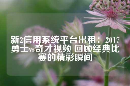 新2信用系统平台出租：2017勇士vs奇才视频 回顾经典比赛的精彩瞬间