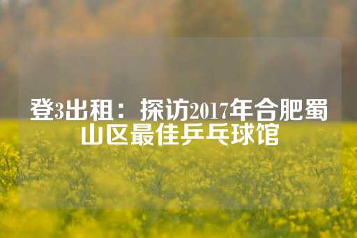 登3出租：探访2017年合肥蜀山区最佳乒乓球馆-第1张图片-皇冠信用盘出租