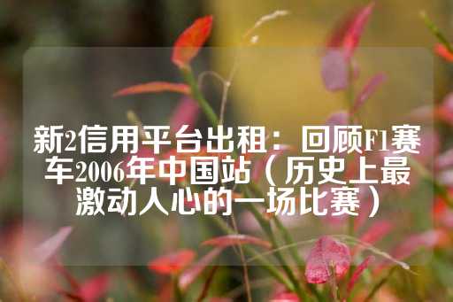 新2信用平台出租：回顾F1赛车2006年中国站（历史上最激动人心的一场比赛）-第1张图片-皇冠信用盘出租