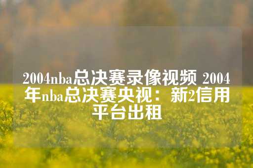 2004nba总决赛录像视频 2004年nba总决赛央视：新2信用平台出租-第1张图片-皇冠信用盘出租