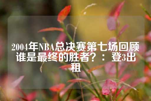 2004年NBA总决赛第七场回顾谁是最终的胜者？：登3出租