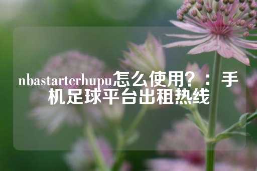 nbastarterhupu怎么使用？：手机足球平台出租热线