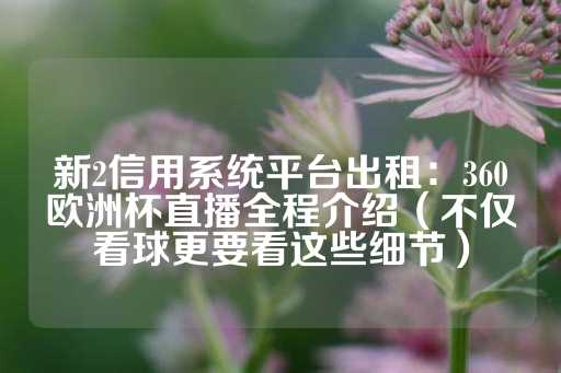 新2信用系统平台出租：360欧洲杯直播全程介绍（不仅看球更要看这些细节）