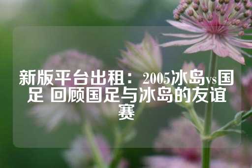 新版平台出租：2005冰岛vs国足 回顾国足与冰岛的友谊赛-第1张图片-皇冠信用盘出租