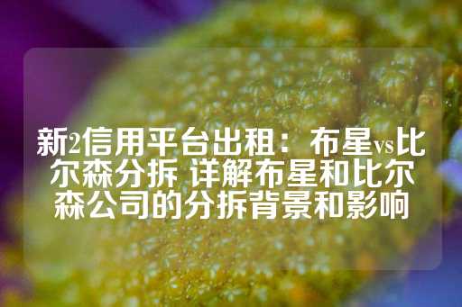 新2信用平台出租：布星vs比尔森分拆 详解布星和比尔森公司的分拆背景和影响-第1张图片-皇冠信用盘出租