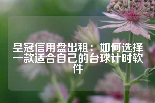 皇冠信用盘出租：如何选择一款适合自己的台球计时软件