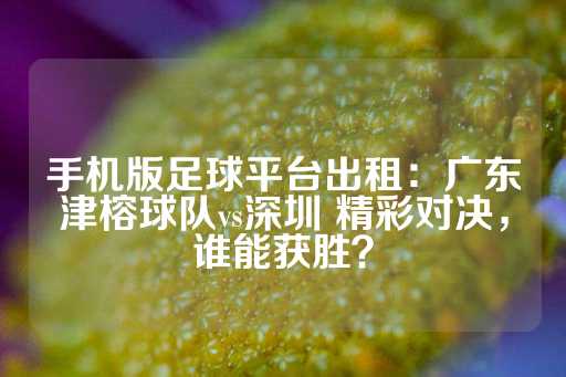 手机版足球平台出租：广东津榕球队vs深圳 精彩对决，谁能获胜？-第1张图片-皇冠信用盘出租