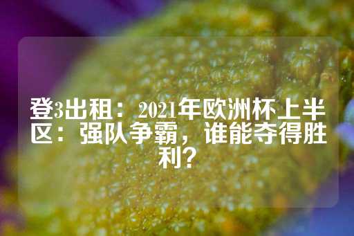 登3出租：2021年欧洲杯上半区：强队争霸，谁能夺得胜利？-第1张图片-皇冠信用盘出租