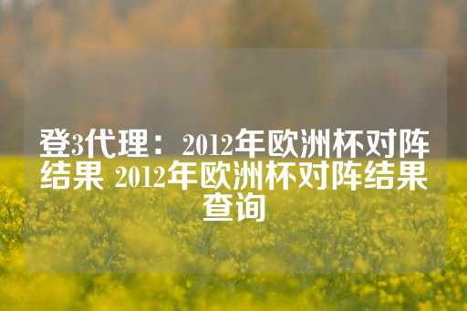 登3代理：2012年欧洲杯对阵结果 2012年欧洲杯对阵结果查询