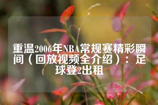 重温2006年NBA常规赛精彩瞬间（回放视频全介绍）：足球登2出租-第1张图片-皇冠信用盘出租