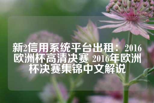 新2信用系统平台出租：2016欧洲杯高清决赛 2016年欧洲杯决赛集锦中文解说