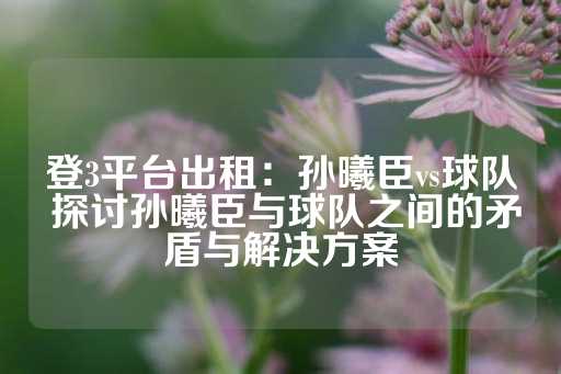 登3平台出租：孙曦臣vs球队 探讨孙曦臣与球队之间的矛盾与解决方案