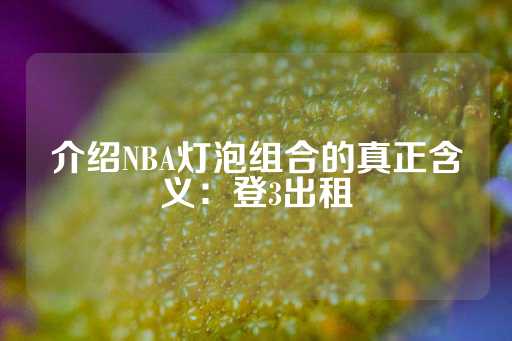 介绍NBA灯泡组合的真正含义：登3出租