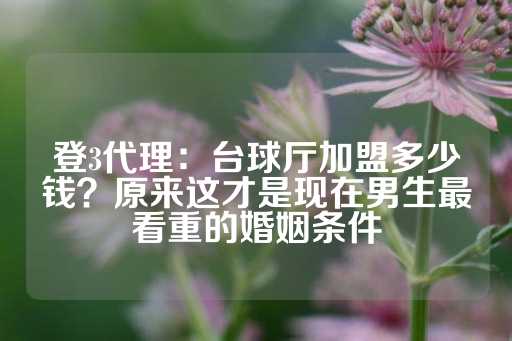 登3代理：台球厅加盟多少钱？原来这才是现在男生最看重的婚姻条件