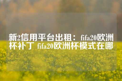 新2信用平台出租：fifa20欧洲杯补丁 fifa20欧洲杯模式在哪-第1张图片-皇冠信用盘出租