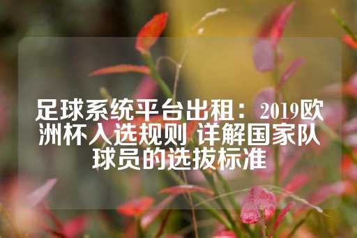 足球系统平台出租：2019欧洲杯入选规则 详解国家队球员的选拔标准