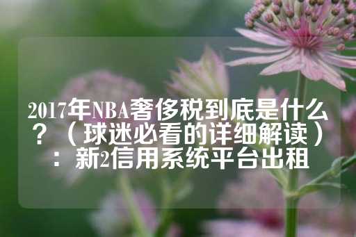 2017年NBA奢侈税到底是什么？（球迷必看的详细解读）：新2信用系统平台出租