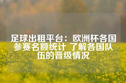 足球出租平台：欧洲杯各国参赛名额统计 了解各国队伍的晋级情况-第1张图片-皇冠信用盘出租