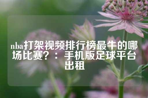 nba打架视频排行榜最牛的哪场比赛？：手机版足球平台出租-第1张图片-皇冠信用盘出租