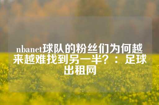 nbanet球队的粉丝们为何越来越难找到另一半？：足球出租网