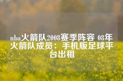 nba火箭队2008赛季阵容 08年火箭队成员：手机版足球平台出租