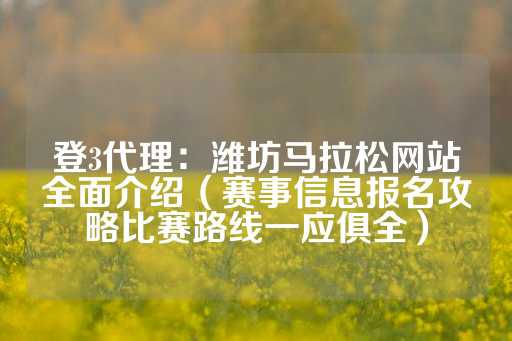 登3代理：潍坊马拉松网站全面介绍（赛事信息报名攻略比赛路线一应俱全）