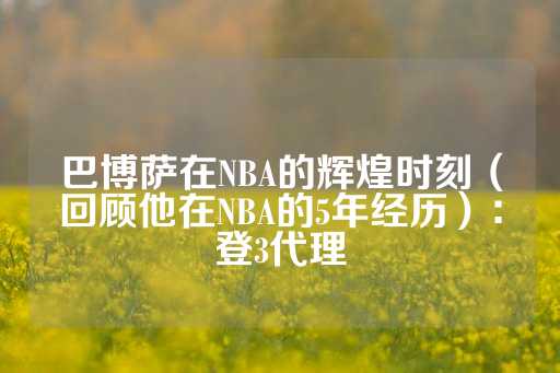 巴博萨在NBA的辉煌时刻（回顾他在NBA的5年经历）：登3代理-第1张图片-皇冠信用盘出租