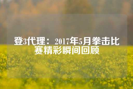 登3代理：2017年5月拳击比赛精彩瞬间回顾