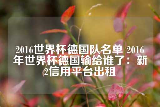 2016世界杯德国队名单 2016年世界杯德国输给谁了：新2信用平台出租-第1张图片-皇冠信用盘出租