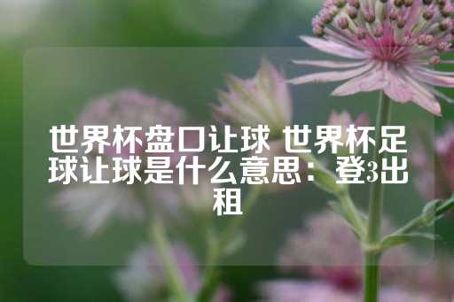 世界杯盘口让球 世界杯足球让球是什么意思：登3出租