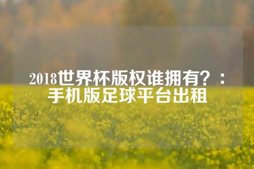 2018世界杯版权谁拥有？：手机版足球平台出租-第1张图片-皇冠信用盘出租