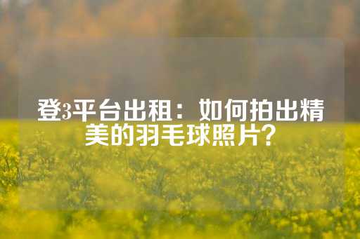 登3平台出租：如何拍出精美的羽毛球照片？-第1张图片-皇冠信用盘出租