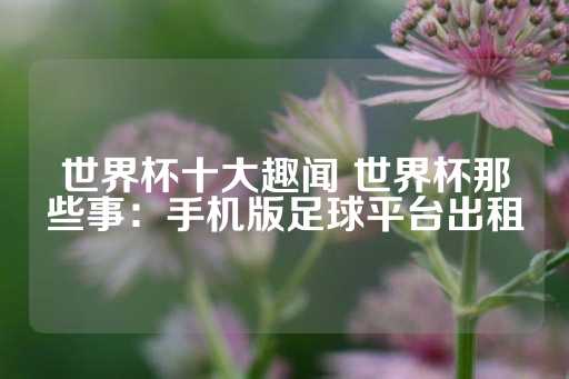 世界杯十大趣闻 世界杯那些事：手机版足球平台出租-第1张图片-皇冠信用盘出租