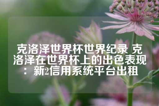 克洛泽世界杯世界纪录 克洛泽在世界杯上的出色表现：新2信用系统平台出租