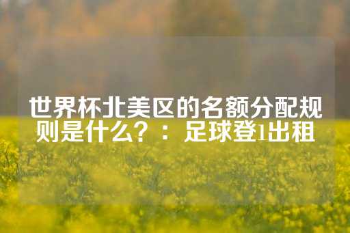 世界杯北美区的名额分配规则是什么？：足球登1出租