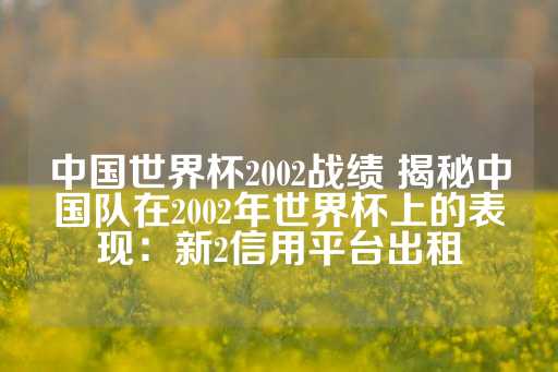 中国世界杯2002战绩 揭秘中国队在2002年世界杯上的表现：新2信用平台出租-第1张图片-皇冠信用盘出租