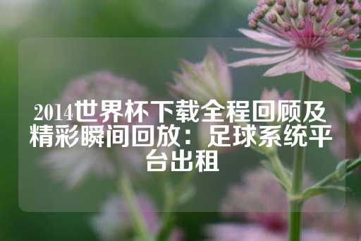 2014世界杯下载全程回顾及精彩瞬间回放：足球系统平台出租-第1张图片-皇冠信用盘出租