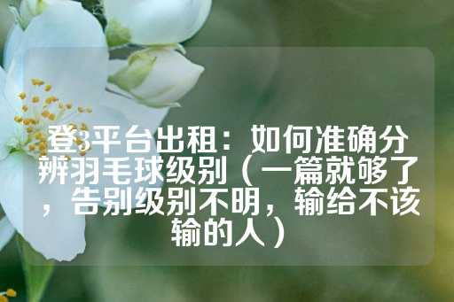 登3平台出租：如何准确分辨羽毛球级别（一篇就够了，告别级别不明，输给不该输的人）