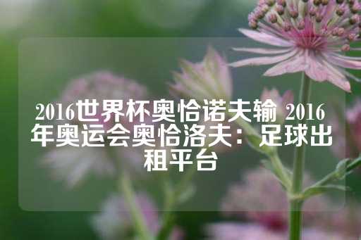 2016世界杯奥恰诺夫输 2016年奥运会奥恰洛夫：足球出租平台-第1张图片-皇冠信用盘出租