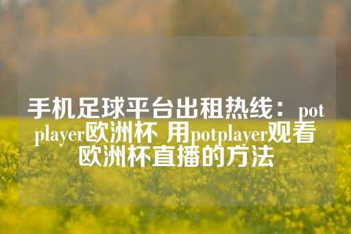 手机足球平台出租热线：potplayer欧洲杯 用potplayer观看欧洲杯直播的方法-第1张图片-皇冠信用盘出租