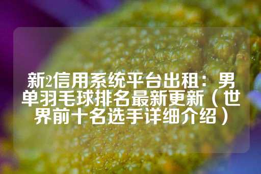 新2信用系统平台出租：男单羽毛球排名最新更新（世界前十名选手详细介绍）