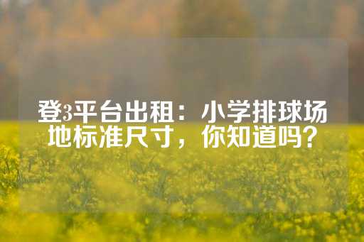 登3平台出租：小学排球场地标准尺寸，你知道吗？-第1张图片-皇冠信用盘出租