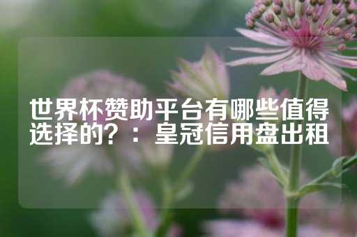 世界杯赞助平台有哪些值得选择的？：皇冠信用盘出租-第1张图片-皇冠信用盘出租