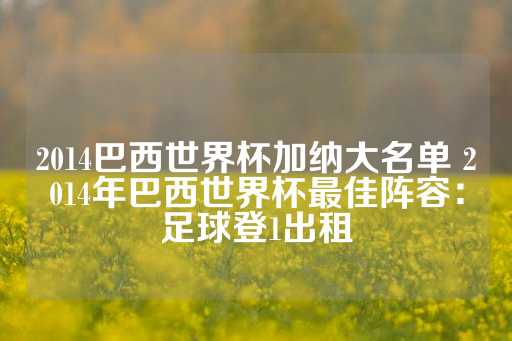 2014巴西世界杯加纳大名单 2014年巴西世界杯最佳阵容：足球登1出租