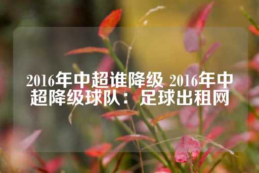 2016年中超谁降级 2016年中超降级球队：足球出租网-第1张图片-皇冠信用盘出租